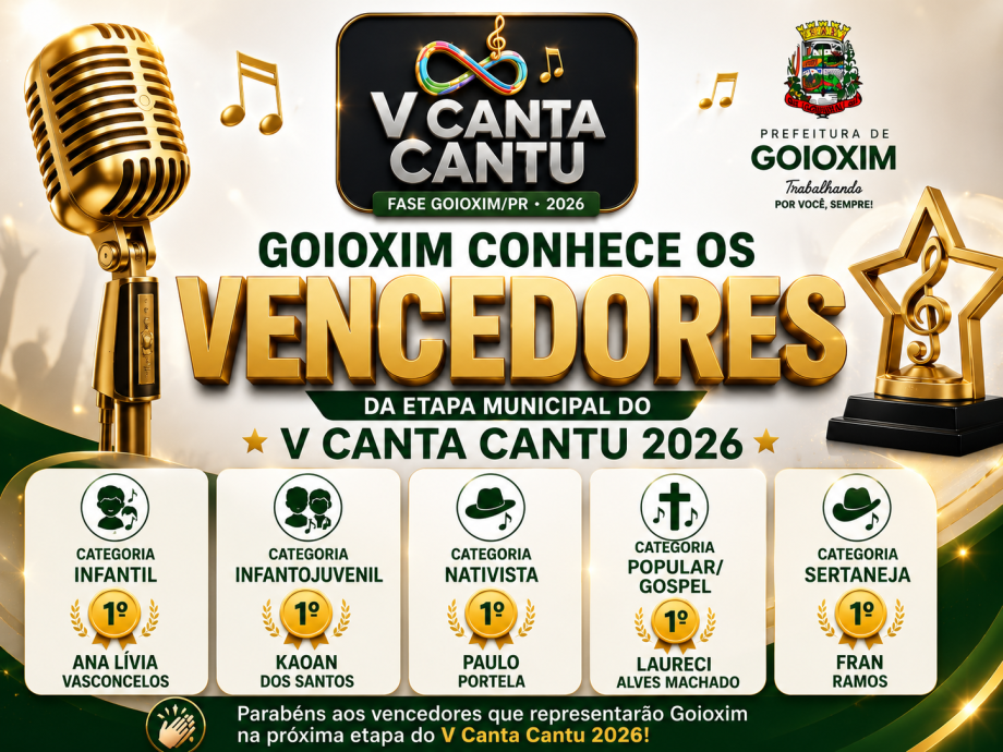 Goioxim conhece os vencedores da etapa municipal do V Canta Cantu 2026
