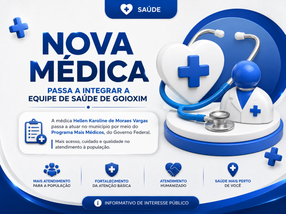 Nova médica passa a integrar a equipe de saúde de Goioxim
